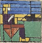 Theo van Doesburg Girl Knitting on the Harbor. oil